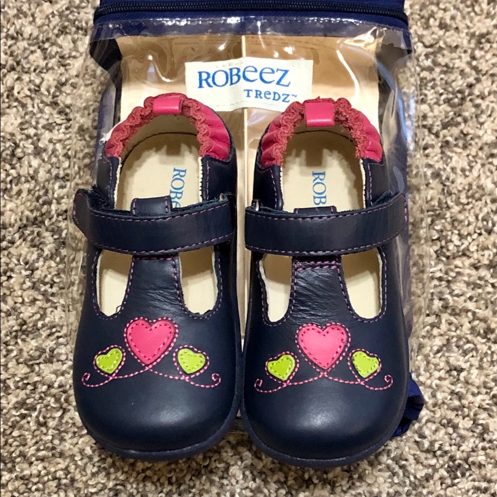 NEW Robeez Swthrts Navy Strap Leather Shoes